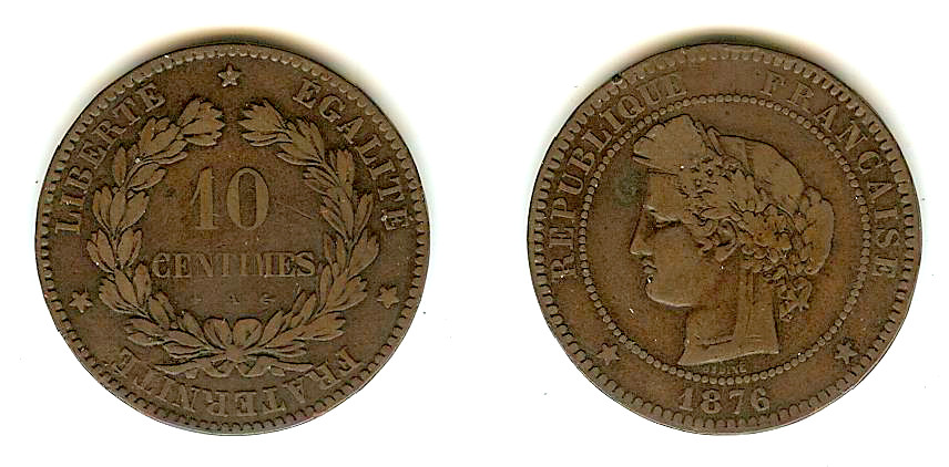 10 centimes Cérès 1876 Paris TB à TB++